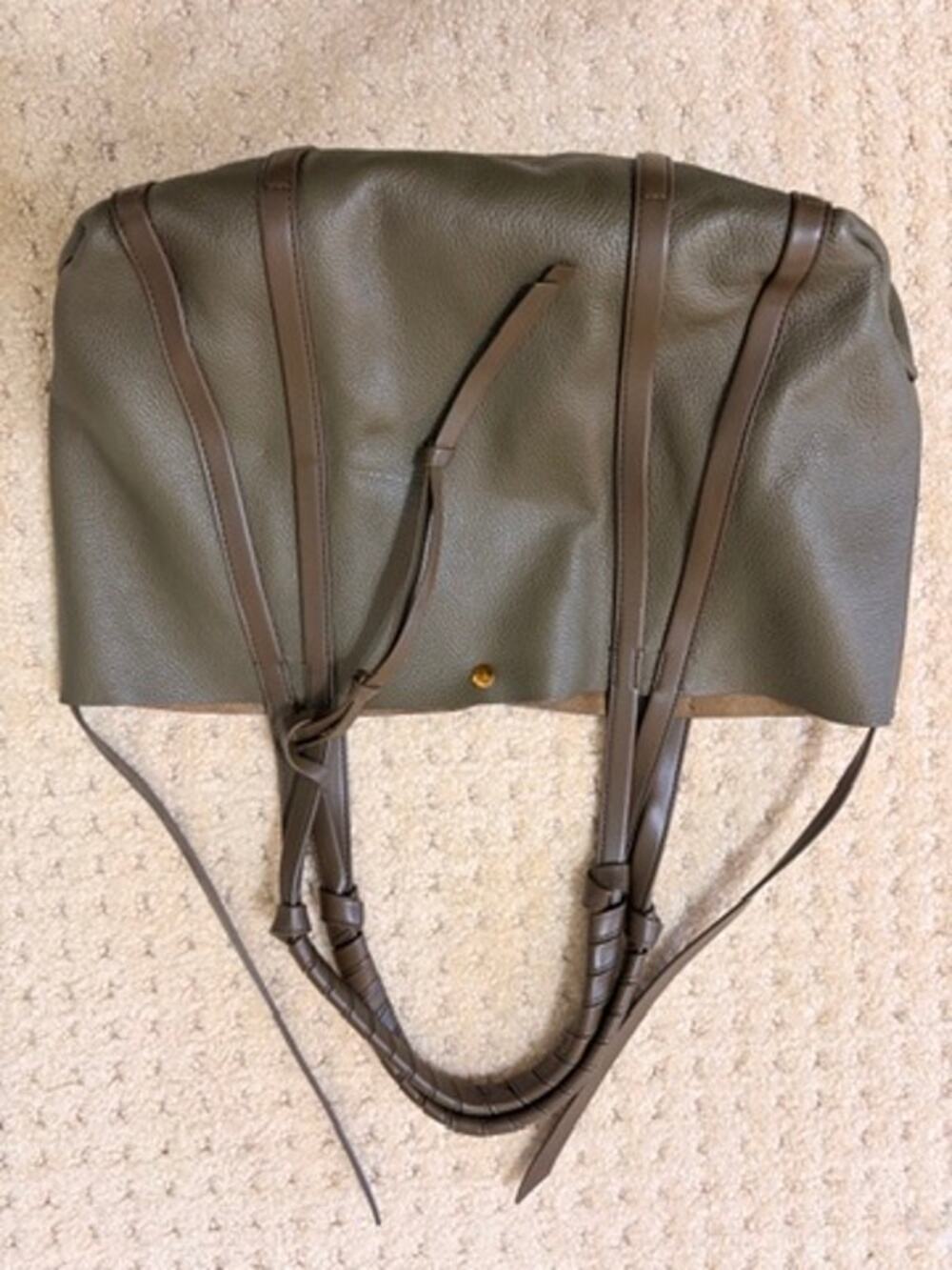 Dolce Vita Diana Olive Green Leather Shoulder Tote Bag